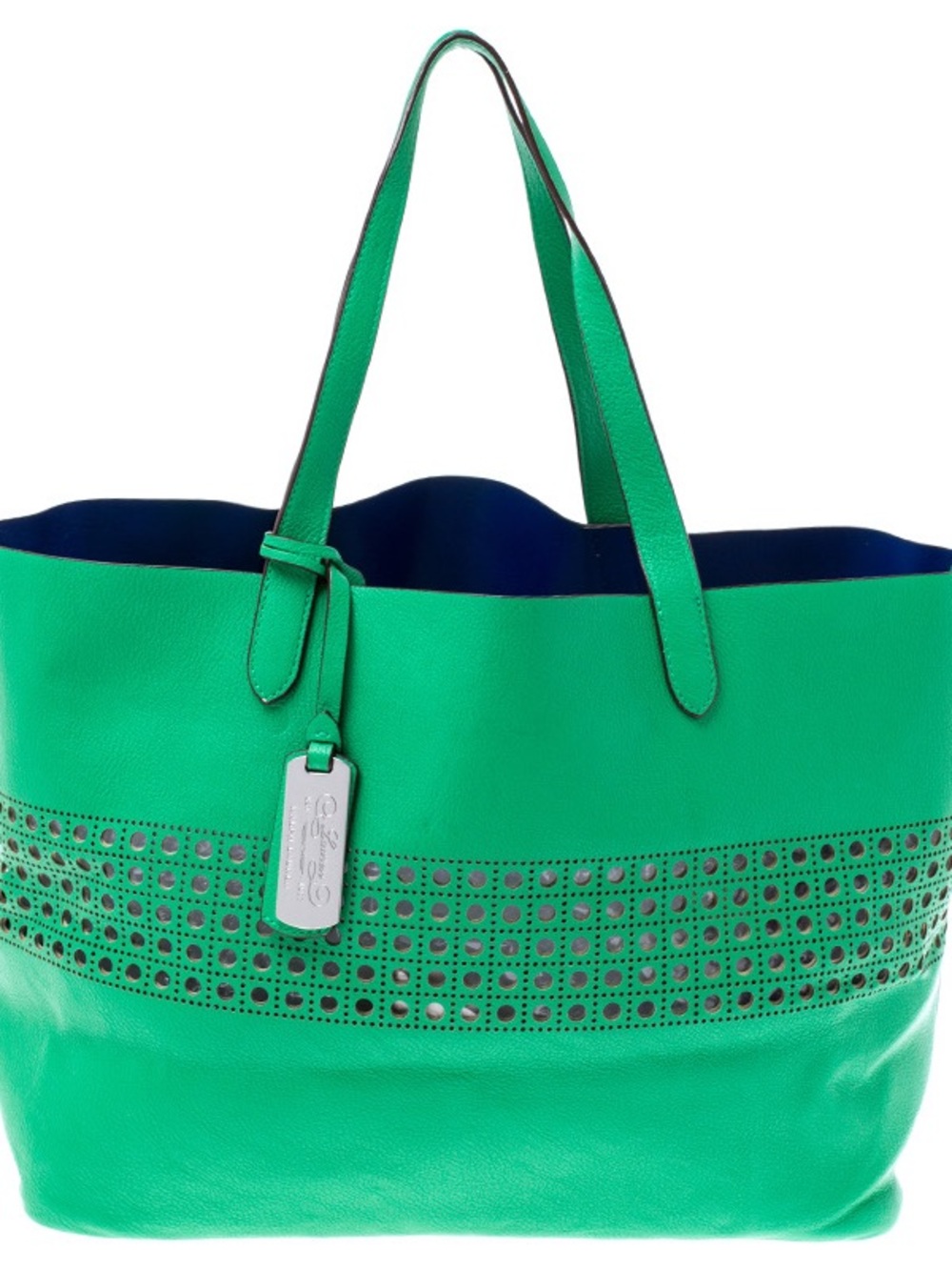 Ralph Lauren Perforated Leighton Shopper Tote Bag w/ Matching Wristlet GreenBlue